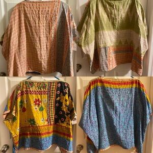 Caravan handmade sustainable kantha reversible box top, 4 diff sides, free size